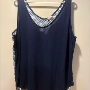 Merona Navy Blue Tank Top with Patterned Trim